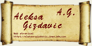 Aleksa Gizdavić vizit kartica